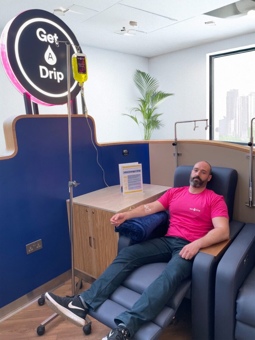 Me, receiving a treatment at one of Get A Drip’s clinics in London Get a Drip