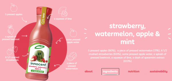 Screenshot from Innocent website Innocent juice