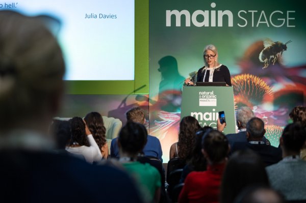 Elliott during her talk in the main stage at the show in Excel Elliott NOPEX