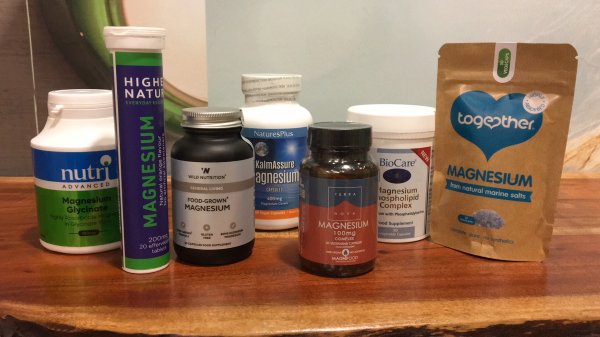 Different brands of magnesium in capsules or tablets form