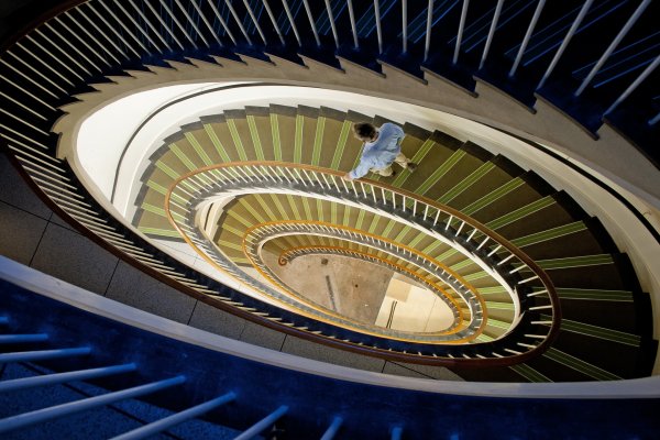 Someone walks down the stairs Steps