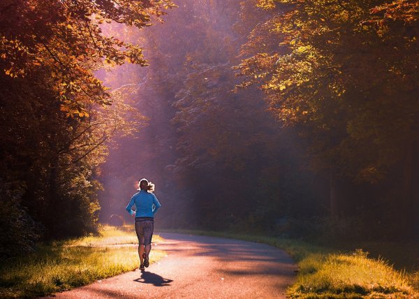 Outdoor runner in action, chasing goals A runner
